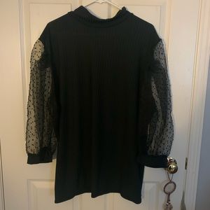 Polka dot mesh long sleeve shirt